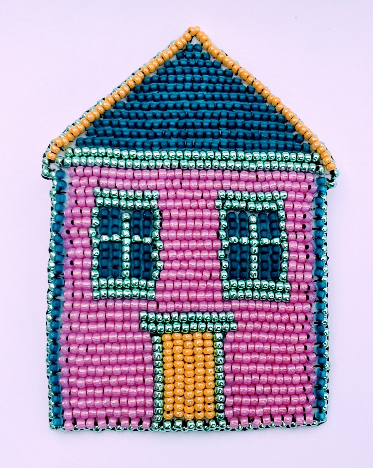 Bead Embroidery Starter Lesson – Embroidered House Brooch