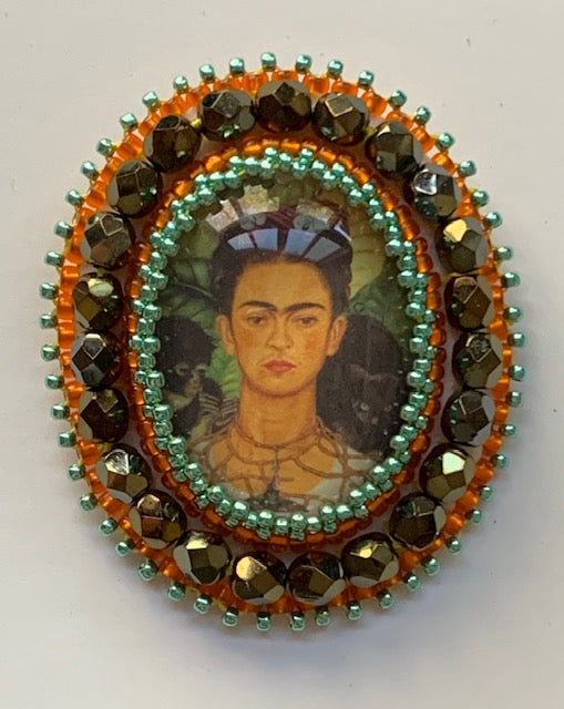 Frida Kahlo Brooch in Browns