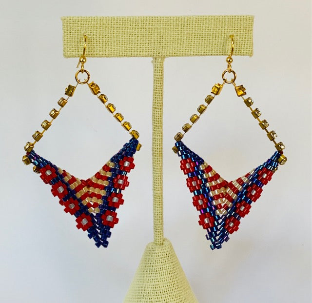 Swing Set Red White and Blue Earrings